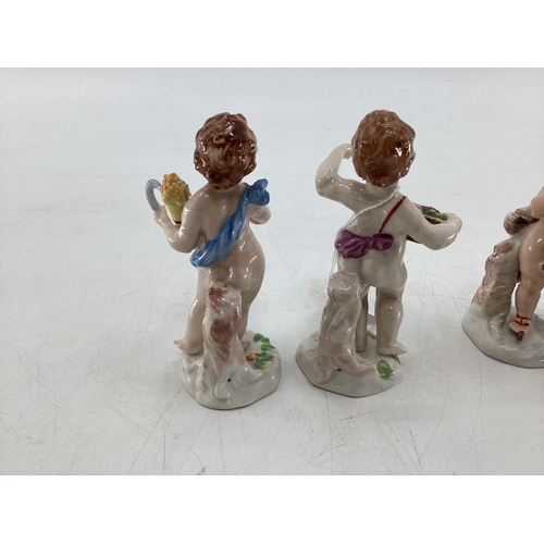 115 - Collection of 6, early C20th, Capodimonte figures to include a set of 4 cherubs