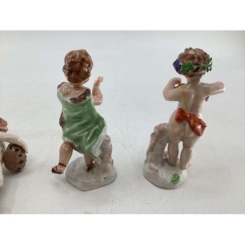 115 - Collection of 6, early C20th, Capodimonte figures to include a set of 4 cherubs