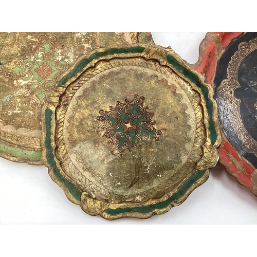 126 - Collection of papier mache and lacquer work trays