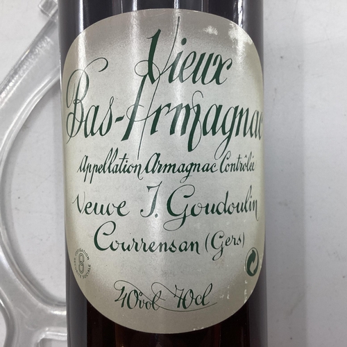 133 - Bottle of 1946 Veiux Bas-Armagnac by Veuve J Goudoulin 40cl.  Vendor states bottle has not been open... 