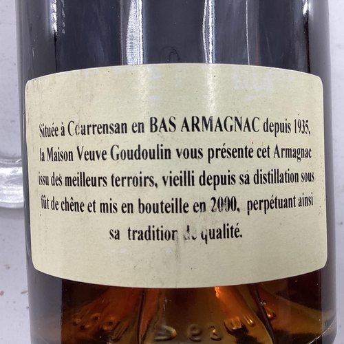 133 - Bottle of 1946 Veiux Bas-Armagnac by Veuve J Goudoulin 40cl.  Vendor states bottle has not been open... 