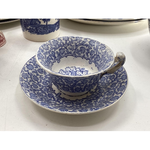 141 - A collection of mixed ceramics to include a Wedgwood Runneymede coffee set, and a collection of blue... 