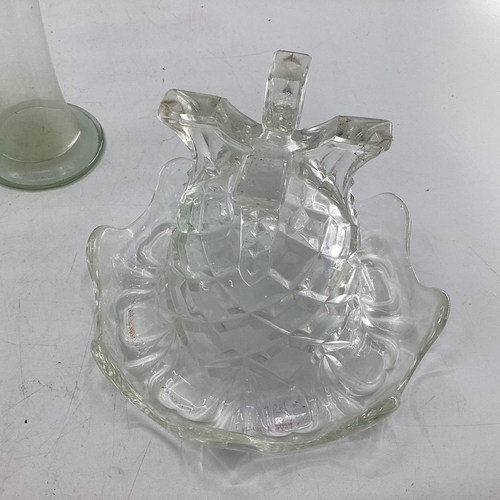 159 - A Collection of moulded glassware to include a ribbon uranium glass lemonade jug and other items