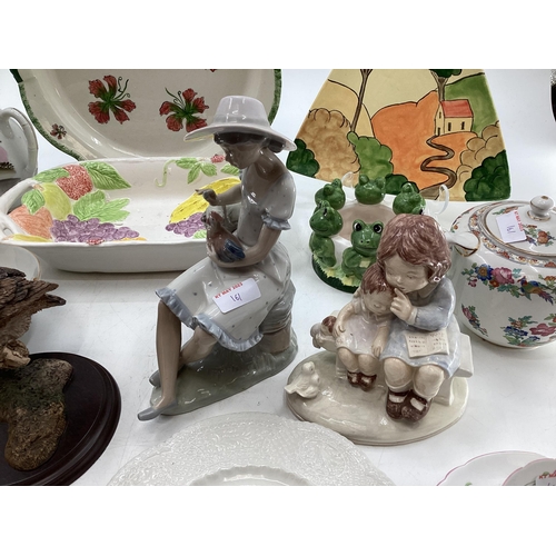 161 - A collection of C20th ceramics to include a Noritake egg shell tea set, Nao figurine, and other item... 