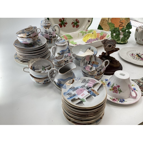 161 - A collection of C20th ceramics to include a Noritake egg shell tea set, Nao figurine, and other item... 