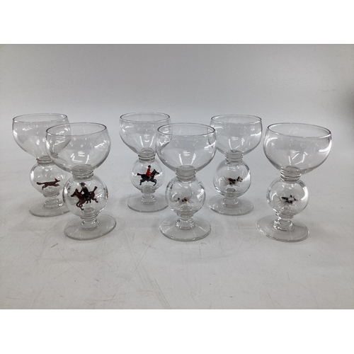 176 - Thomas Goode  & Co, a set of 6 circa 1930 Stevens & Williams clear drinking glasses, each wine goble... 