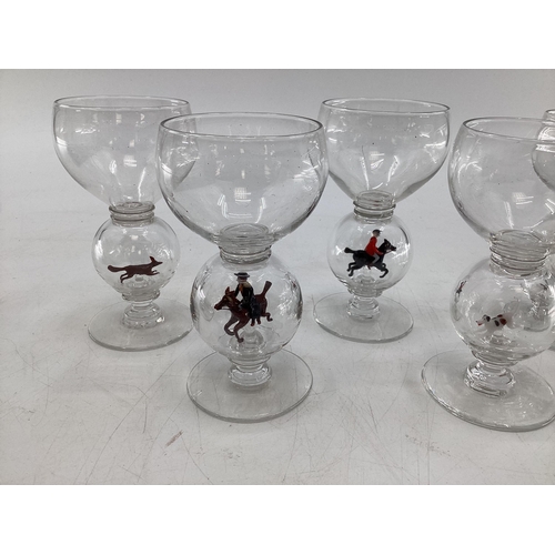 176 - Thomas Goode  & Co, a set of 6 circa 1930 Stevens & Williams clear drinking glasses, each wine goble... 