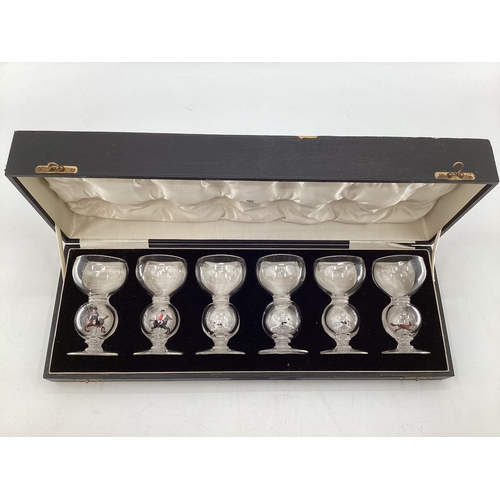 176 - Thomas Goode  & Co, a set of 6 circa 1930 Stevens & Williams clear drinking glasses, each wine goble... 