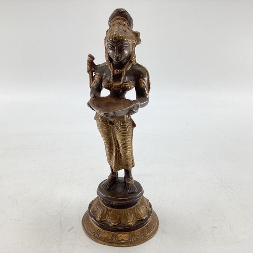 177 - A South Asian bronze figure of Deepa Lakshmi (representation of the Hindu Goddess Lakshmi) symbol of... 