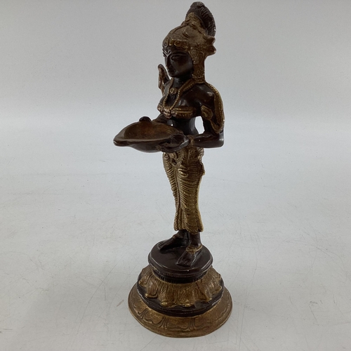 177 - A South Asian bronze figure of Deepa Lakshmi (representation of the Hindu Goddess Lakshmi) symbol of... 