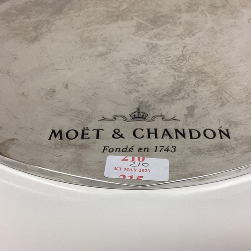 210 - A Moet and Chandon stainless steel circular tray 36 x 25cm