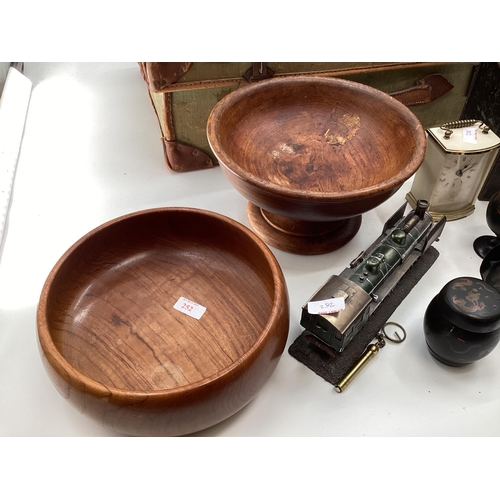 252 - A collection of misc. items to include a turned wooden bowl made from the rafters of the Sheldonian ... 