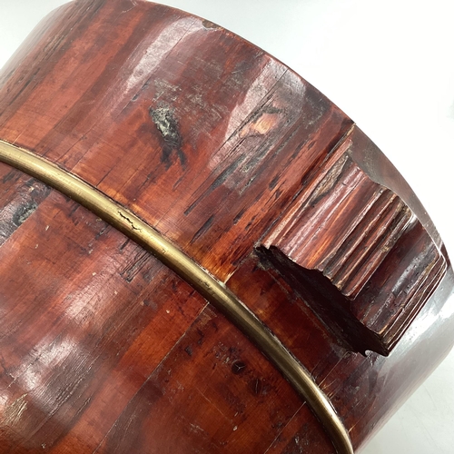 278 - A C19th style Chinese Brass bound elm large lidded storage bucket, 37 x 55cmh