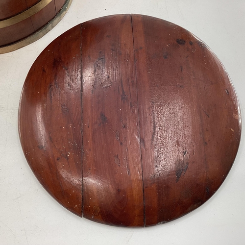 279 - A C19th style Chinese Brass bound elm large lidded storage bucket, 37 x 55cmh