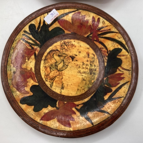 286 - A collection of Chinese C19th style lacquered and gilt decorated wooden platters and dishes, (5), la... 