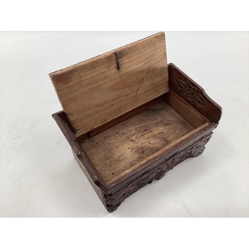 297 - A small Chinese wooden desk tidy together with a hardwood tray and s small stool