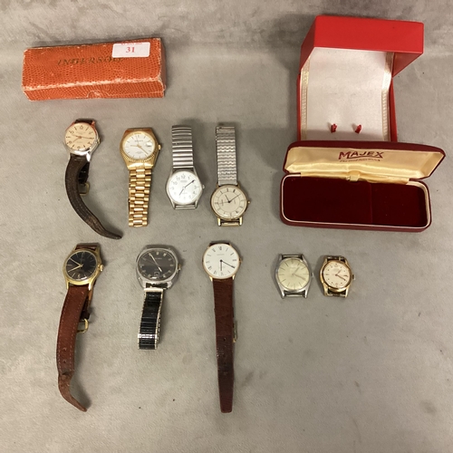 31 - A collection of vintage gents` wristwatches, A Garrard 17 Jewel Incabloc, an Aristo Automatic, An In... 