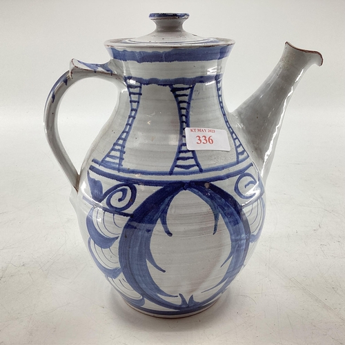 336 - Alan Caiger-Smith two lidded jugs together with a small tea cup monograms to base, largest is 25cm ;... 