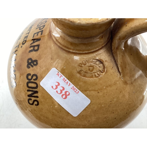 338 - Salt glazed stoneware flagon market WH Brakspeare and Sons Henley on Thames numbered 4432 with Brist... 