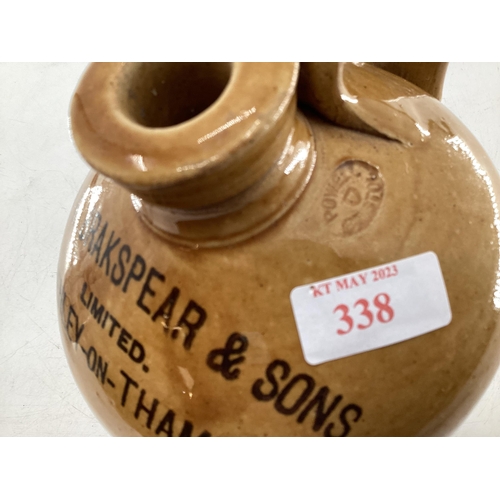 338 - Salt glazed stoneware flagon market WH Brakspeare and Sons Henley on Thames numbered 4432 with Brist... 