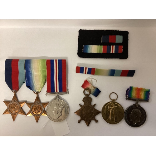 34 - A family collection of WWII medals, 14-18 Star, War and Victory Medal to PO 18395 PTE W J Merry, Roy... 