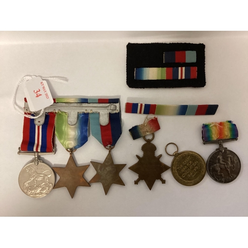 34 - A family collection of WWII medals, 14-18 Star, War and Victory Medal to PO 18395 PTE W J Merry, Roy... 