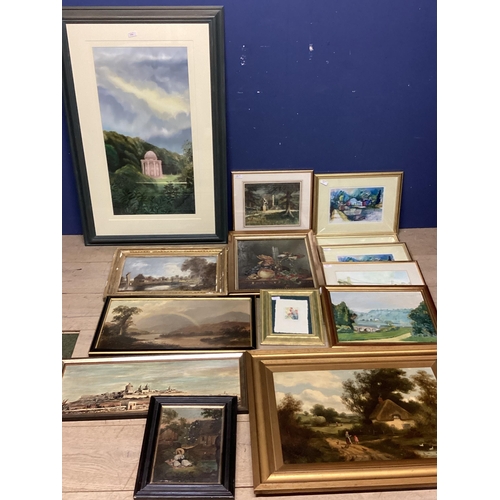 356 - A collection of framed artworks to include C19th oil on canvases, still life etc