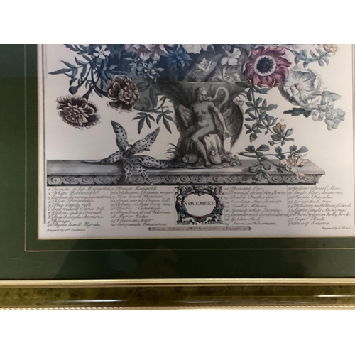 364 - Three decorative coloured prints of hunting scenes in glazed maple frames, 33 x 44 ; and two decorat... 