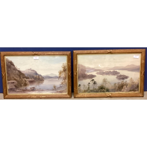 370 - Pair of Scottish watercolours, in partial gilt frames, unsigned, 27 x 42cm