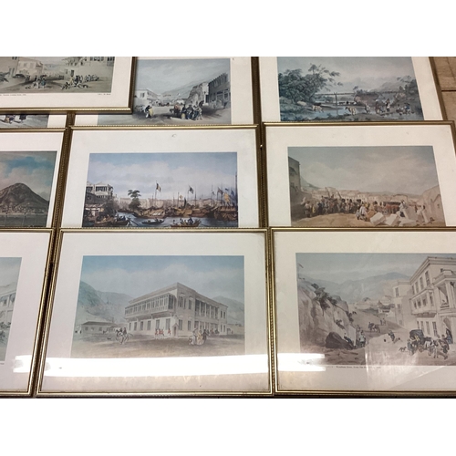 376 - Large collection of modern etching prints of Chinese scenes, in gilt glazed frames (24)