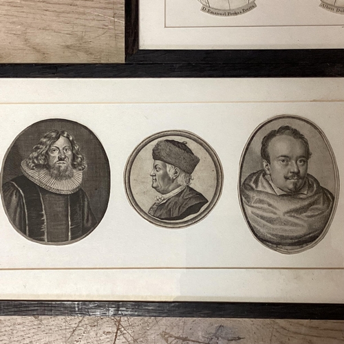 377 - Quantity of framed C19th & C20th portrait prints and pencil sketches of historical figures from Euro... 