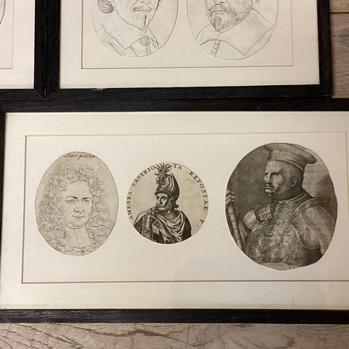 377 - Quantity of framed C19th & C20th portrait prints and pencil sketches of historical figures from Euro... 