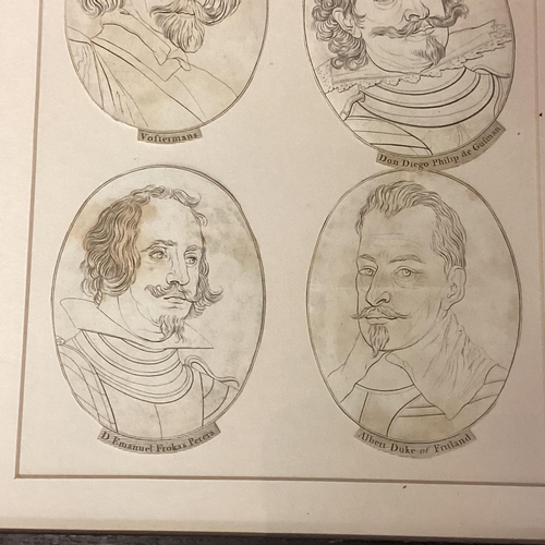 377 - Quantity of framed C19th & C20th portrait prints and pencil sketches of historical figures from Euro... 