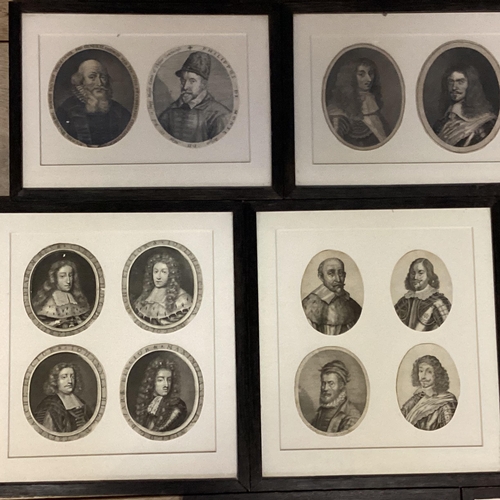 377 - Quantity of framed C19th & C20th portrait prints and pencil sketches of historical figures from Euro... 