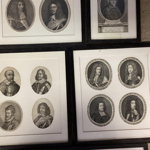 377 - Quantity of framed C19th & C20th portrait prints and pencil sketches of historical figures from Euro... 