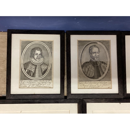 377 - Quantity of framed C19th & C20th portrait prints and pencil sketches of historical figures from Euro... 