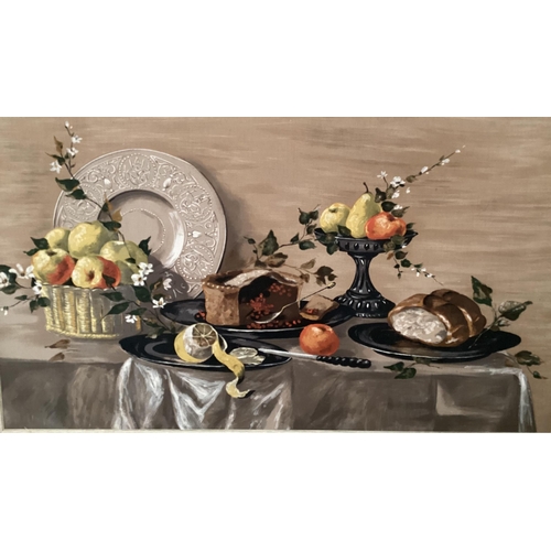 378 - A large still life painting , still life, 74cm x 130cm