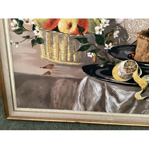 378 - A large still life painting , still life, 74cm x 130cm