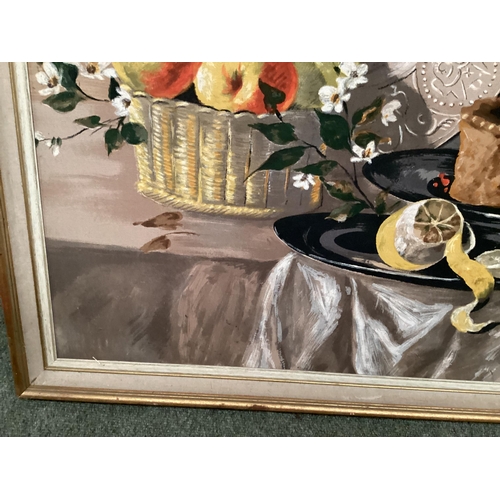 378 - A large still life painting , still life, 74cm x 130cm