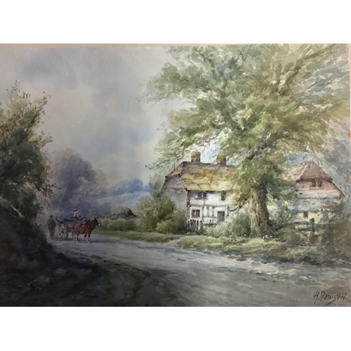 379 - H Rawson, British, C19th/C20th, pair of watercolour on paper of country scenes, in gilt glazed frame... 