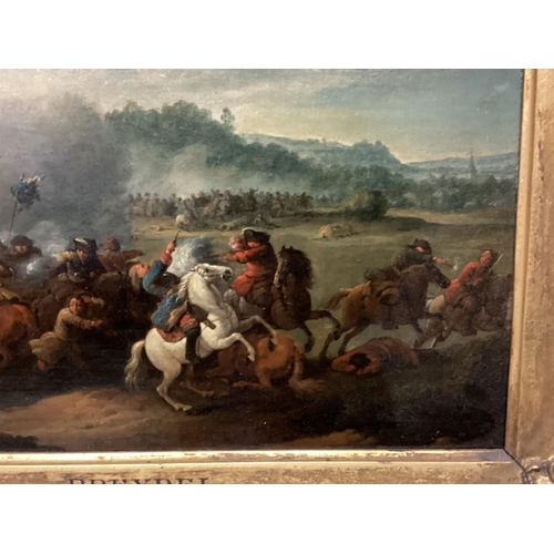 388 - KAREL BREYDEL (1678-1733) , oil on board/panel, matched pair of Cavalry engagements, in matching Roc... 