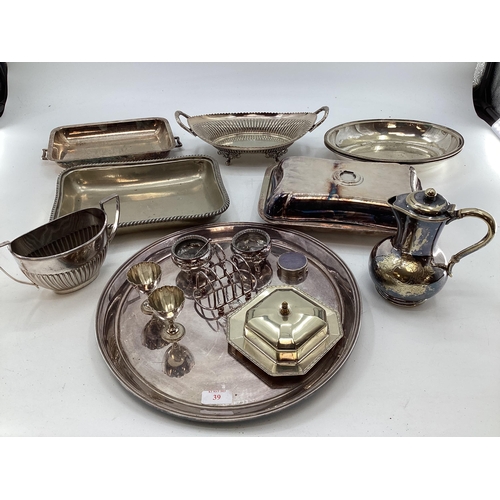 39 - A collection of electro plated wares, lidded dishes, trays etc