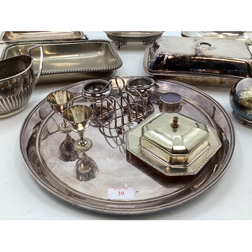 39 - A collection of electro plated wares, lidded dishes, trays etc