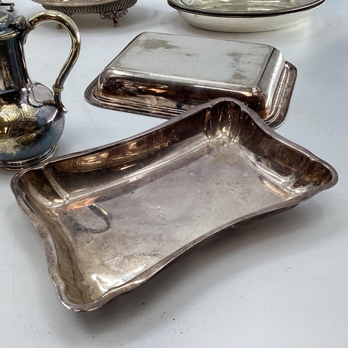 39 - A collection of electro plated wares, lidded dishes, trays etc