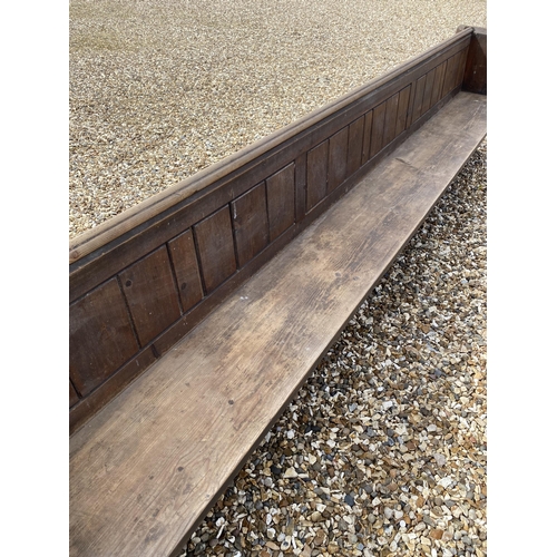 426 - A good pair of large oak church pews or benches, (cleared from a party barn) 360cmL x 50cm D x 83cm ... 