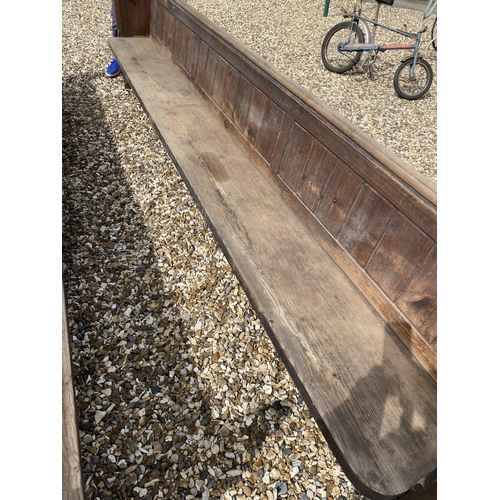 426 - A good pair of large oak church pews or benches, (cleared from a party barn) 360cmL x 50cm D x 83cm ... 