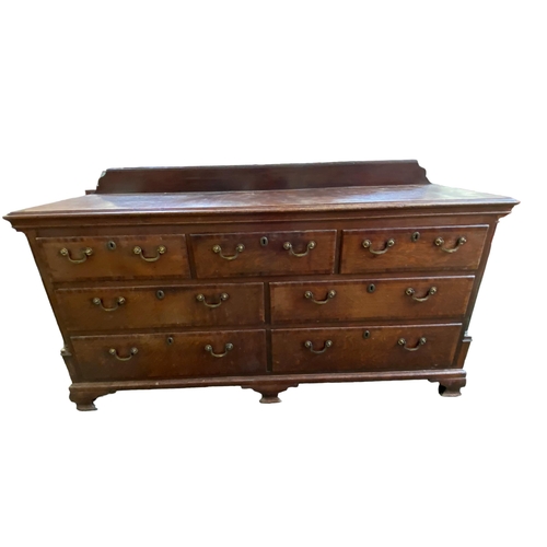 429 - A late C18th style Georgian oak chest/dresser, three short drawers over 2 banks of two short drawers... 