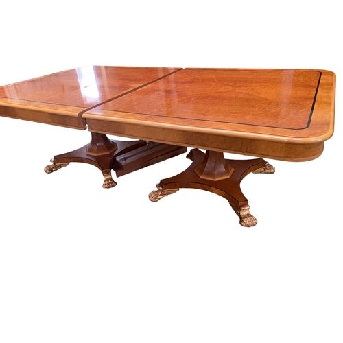 471 - Large good quality Art Deco style modern walnut veneered dining table, with inlaid ebony decoration,... 