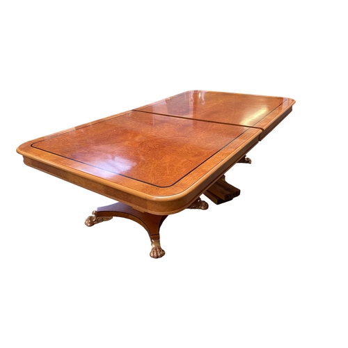 471 - Large good quality Art Deco style modern walnut veneered dining table, with inlaid ebony decoration,... 