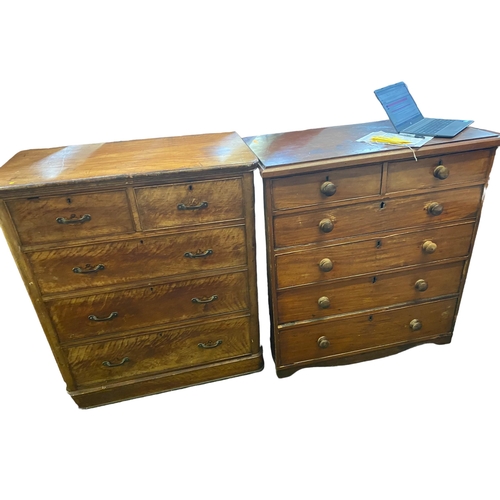 484 - Pine chest of 2 short over 3 long graduated drawers 107cm w x 56 cm d x 125 cm h, and another chest ... 